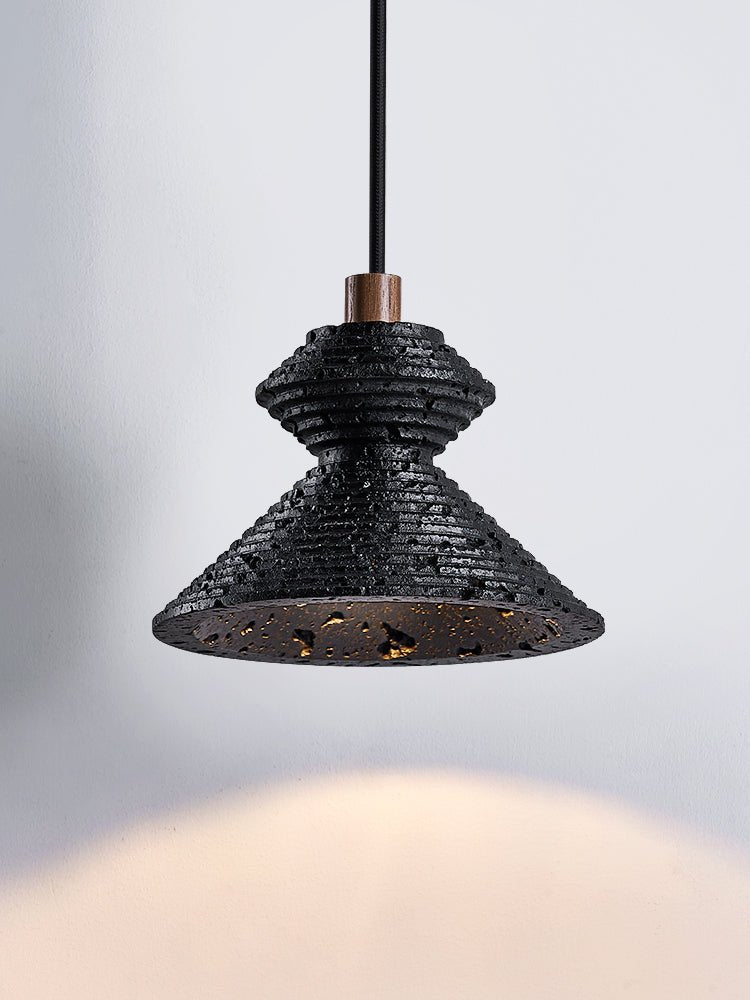 Elia Suspension Travertin Noir Texturé en Couches