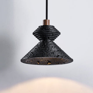 Elia Suspension Travertin Noir Texturé en Couches