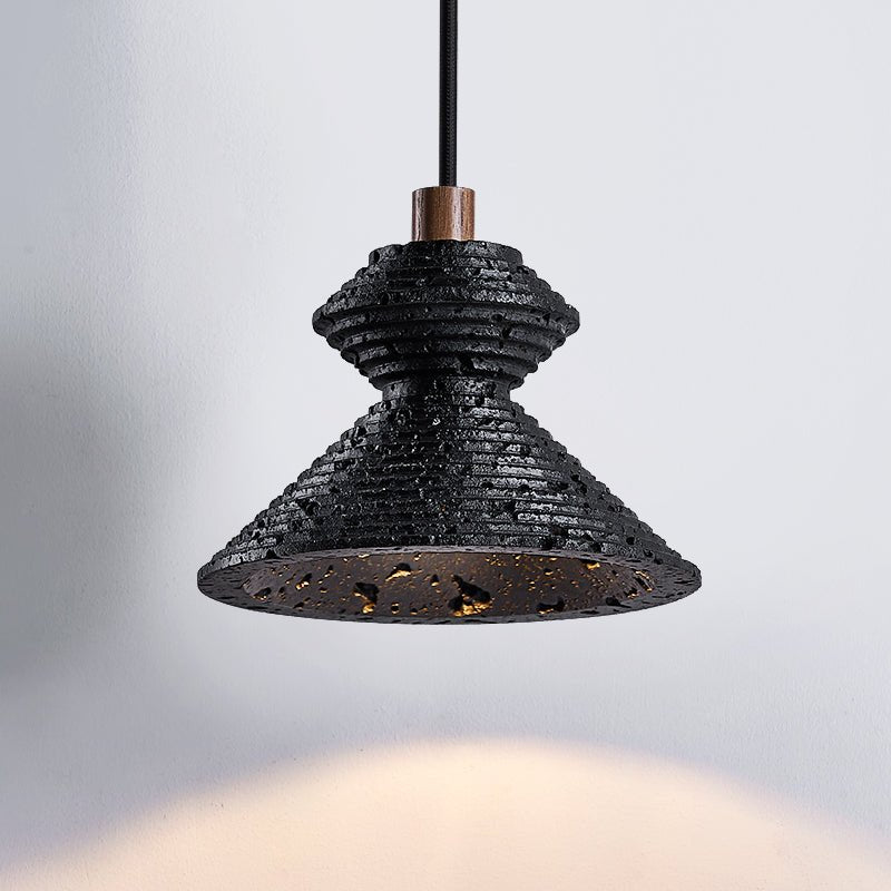 Elia Suspension Travertin Noir Texturé en Couches