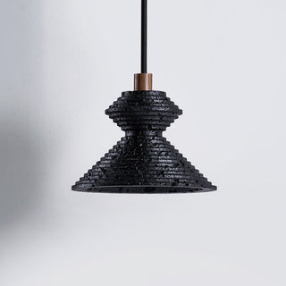 Elia Suspension Travertin Noir Texturé en Couches