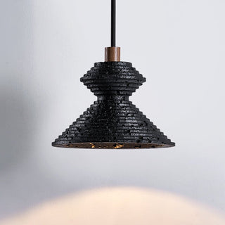 Elia Suspension Travertin Noir Texturé en Couches