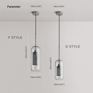 Vorinor Suspension Globe/Cylindre Moderne. Métal/Verre. Doré/Argent. Salon-Luire
