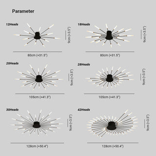 Zenonor Plafonnier Fireworks Design Artistique Noir/Doré-Luire