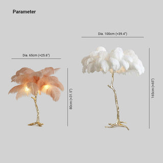 Lampadaire Fleur Luxe Plume/Métal Coloré Salon-Luire