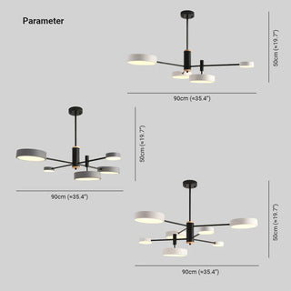 Arisha Suspension Ronde/Linéaire Moderne, Métal/Bois, Doré/Blanc/Gris, Salon