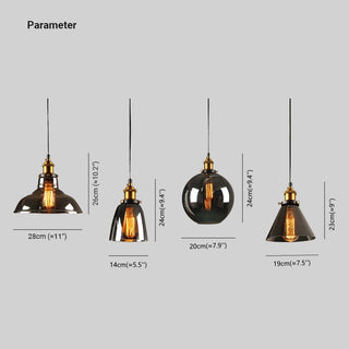 Siroven suspension Industriel en Verre. Clair/Ambre/Gris Fumé-Luire