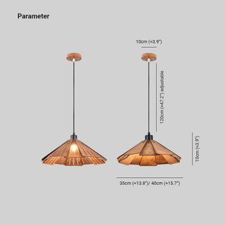 Muto Luminaires Suspension Rétro, Jaune/Brun, Métal & Bois