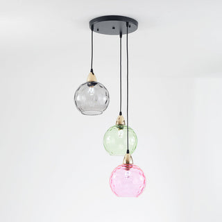 Valentina Suspension Boule Ondulation Nortique Métal/Verre Vert/Gris Salon