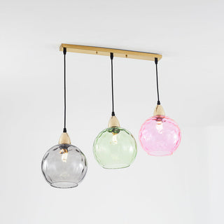 Valentina Suspension Boule Ondulation Nortique Métal/Verre Vert/Gris Salon