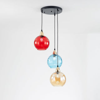 Valentina Suspension Boule Ondulation Nortique Métal/Verre Vert/Gris Salon