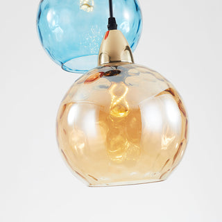 Valentina Suspension Boule Ondulation Nortique Métal/Verre Vert/Gris Salon