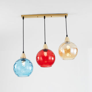 Valentina Suspension Boule Ondulation Nortique Métal/Verre Vert/Gris Salon
