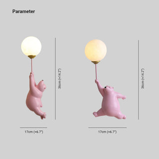 Evenel Bear Balloon Applique Murale Ours Ballon Moderne Animale. Blanc/Bleu/Rose. Salon-Luire