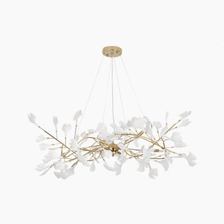 Korinor Lustre Suspension Feuille Artistic Design. Métal/Céramique. Blanc. Salon-Luire