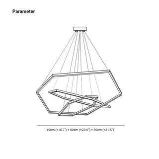 Ray Suspension Géométrique Contemporain, Métal, Doré, Salon/Chambre à Coucher