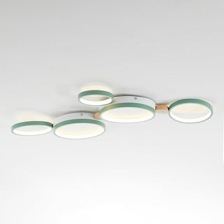 Zenar Plafonnier Rond Moderne. Métal/Bois. Blanc/Gris/Vert. Salon-Luire
