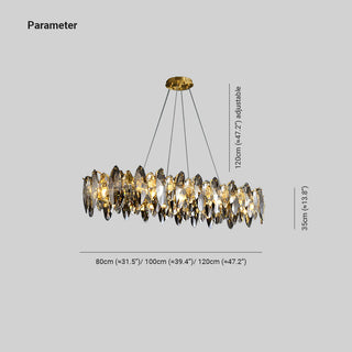 Kristy Suspension Anneau Contemporaine, Métal/Cristal, Noir/Or, Chambre à Coucher/Salle à Manger