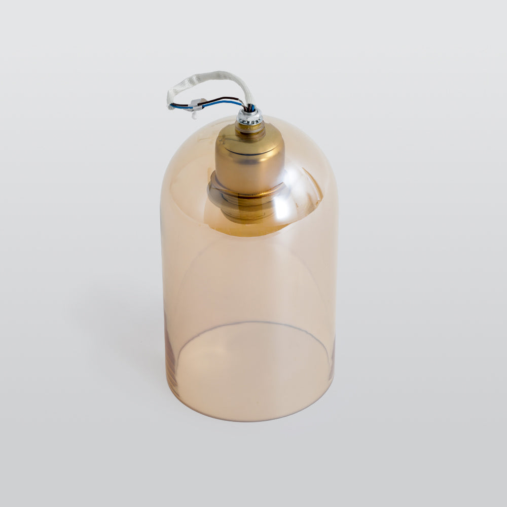 Arisha Plafonnier Cylindre Moderne, Cuivre/Verre, Cognac/Gris Fumé, Salon