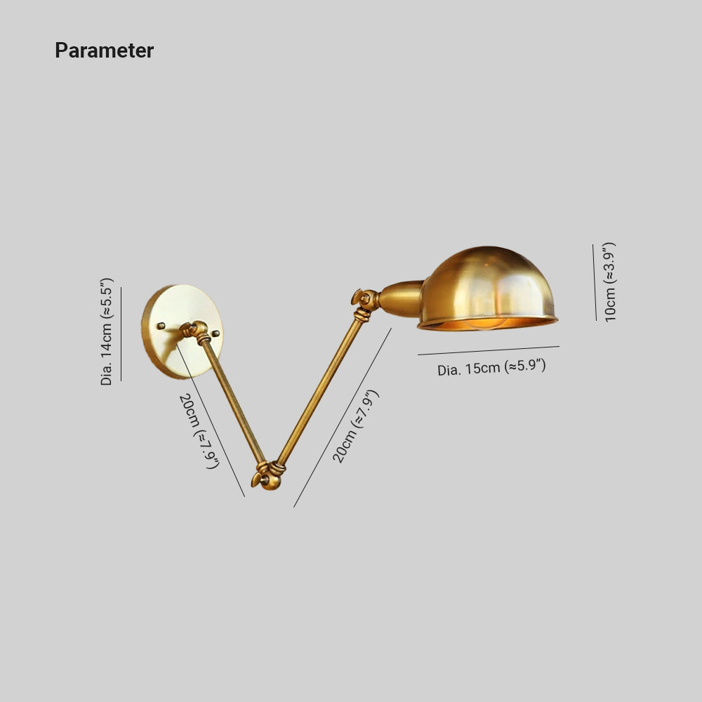 Epoch Applique Murale Demi-sphère Pliable, Laiton, Salon