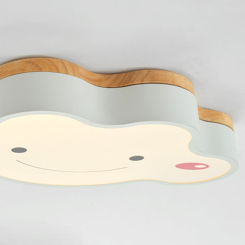 Aria Plafonnier Nuage Moderne, Acrylique/Bois, Blanc/Vert/Rose, Chambre