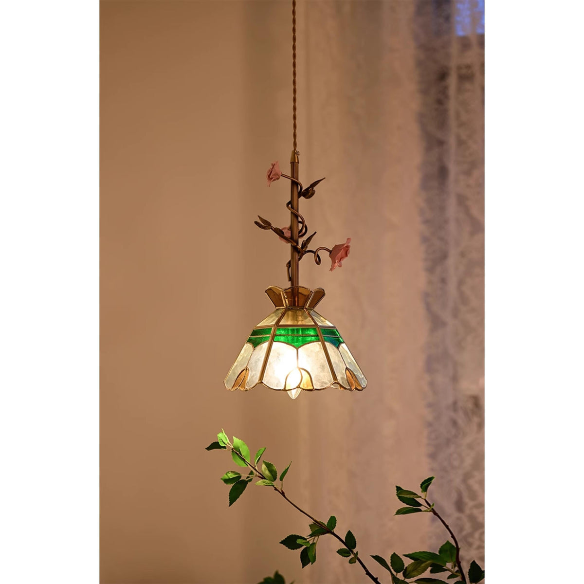 Ilsoris Suspension Céramique Verre Rose Créativité Individuelle