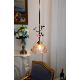 Ilsoris Suspension Céramique Verre Rose Créativité Individuelle