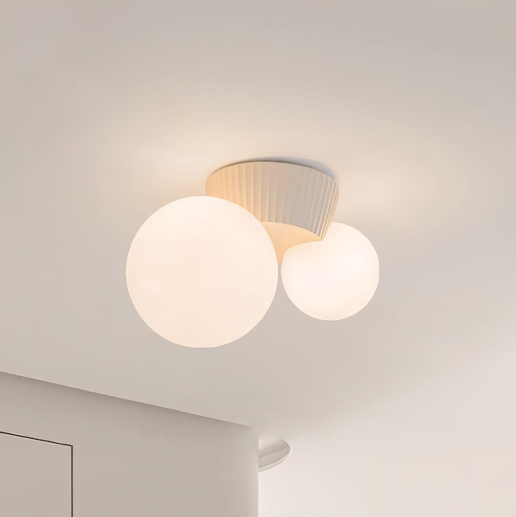 Tovae Ceiling Light Playful Asymmetry with Dual Frosted Glass Globes-Neutral Decor