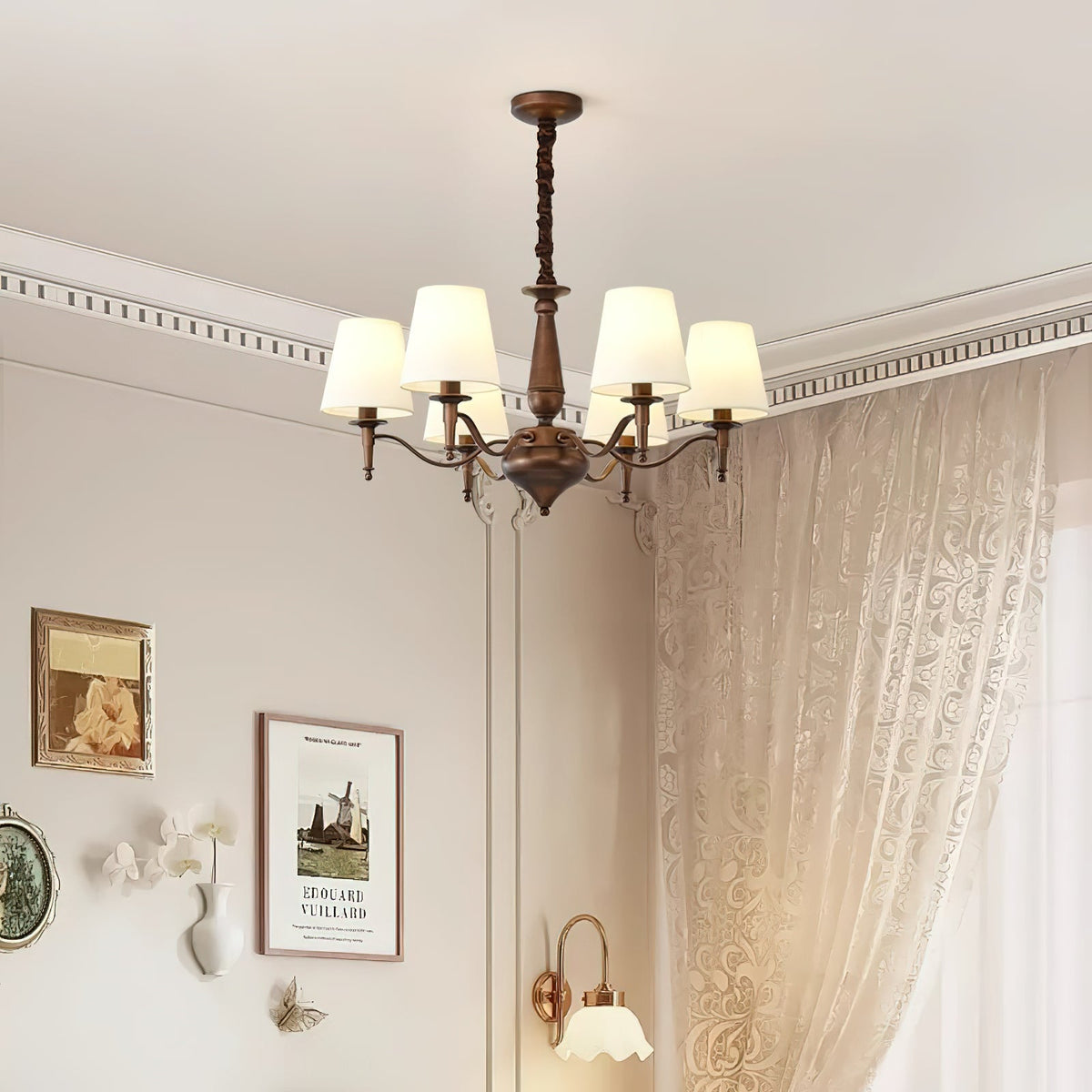 Torelise Lustre en Tissu et Laiton Industriel Vintage de Luxe