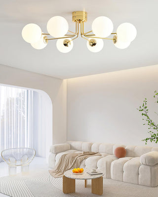 Lustra Plafonnier Globe Blanc Doré-Luire