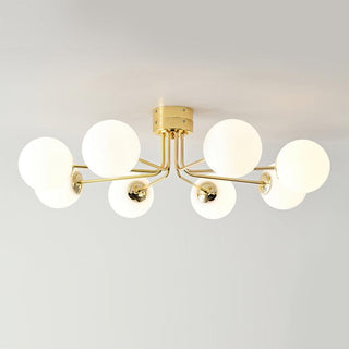 Lustra Plafonnier Globe Blanc Doré-Luire