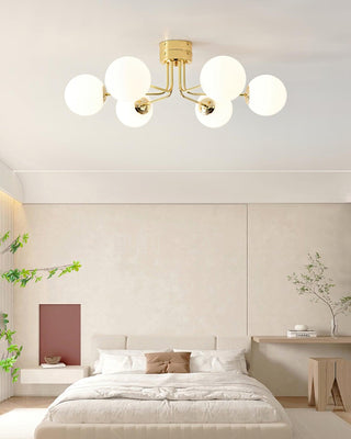 Lustra Plafonnier Globe Blanc Doré-Luire