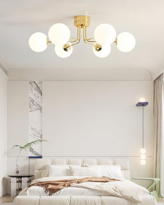 Lustra Plafonnier Globe Blanc Doré-Luire