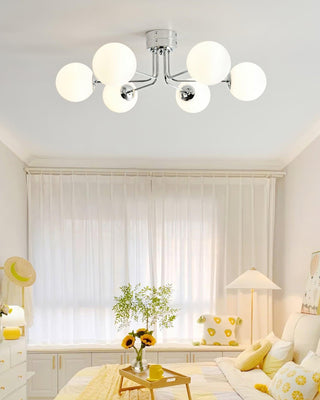 Lustra Plafonnier Globe Blanc Doré-Luire