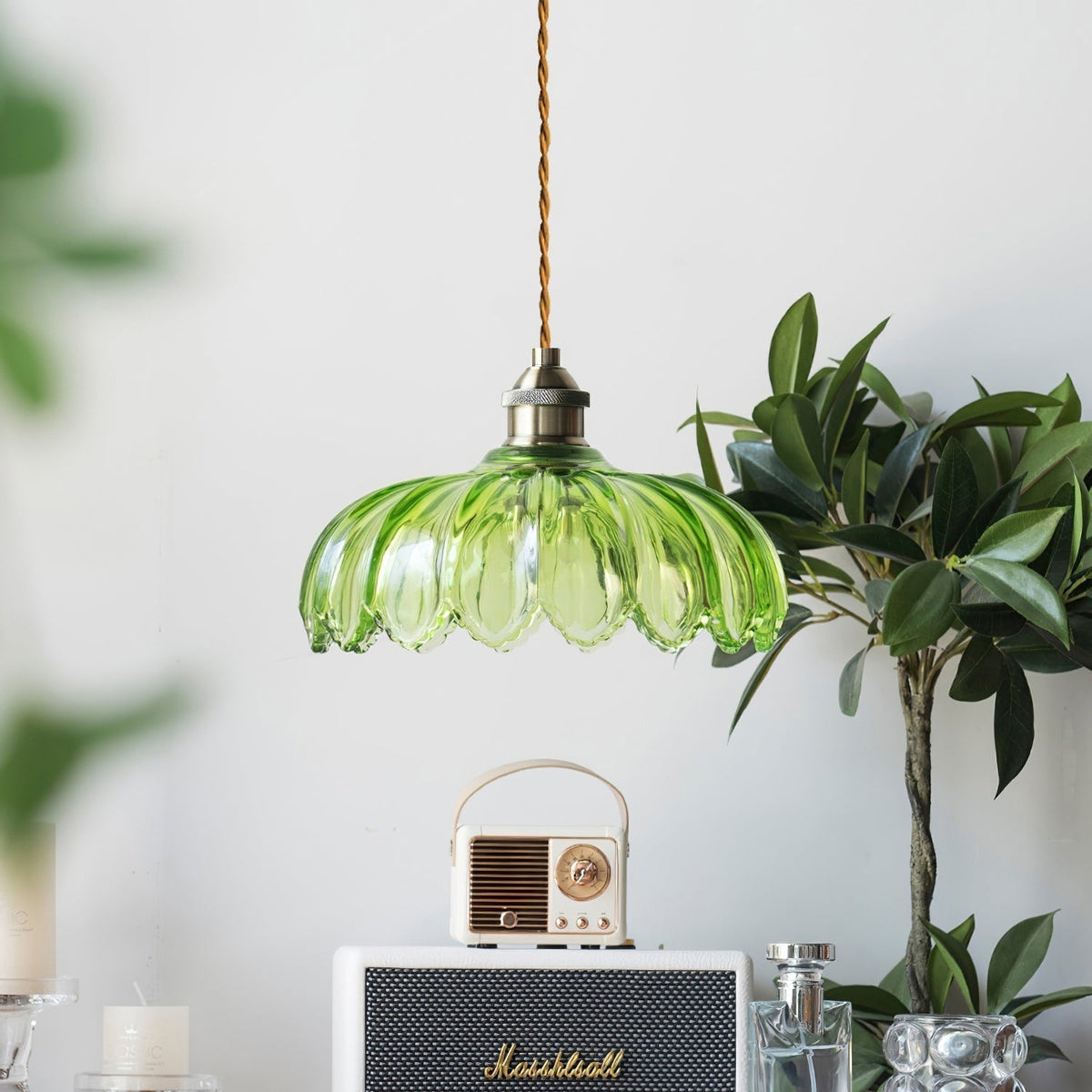Limea Green Glass Flower Pendant Light-Neutral Decor