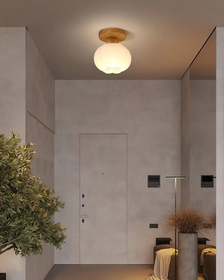Gleam Grand plafonnier en bois avec sac de fleurs