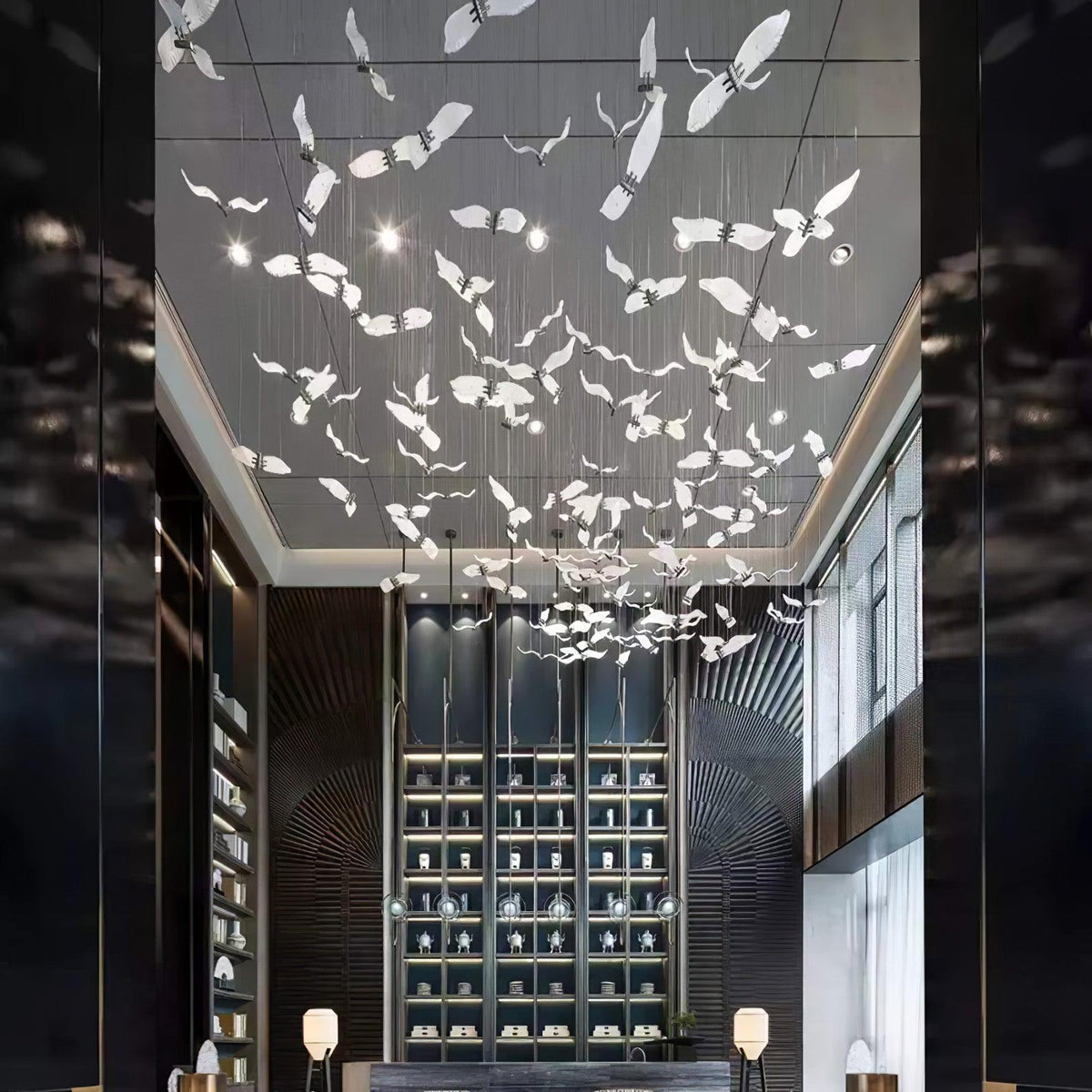 Celesa Lustre de Luxe Grand en Verre Mouette