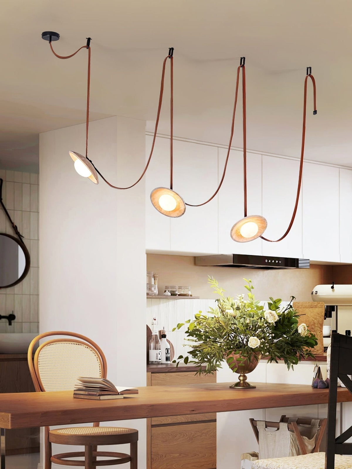 Ulsoryra Organique Travertin Pendentif Lumière Grappe