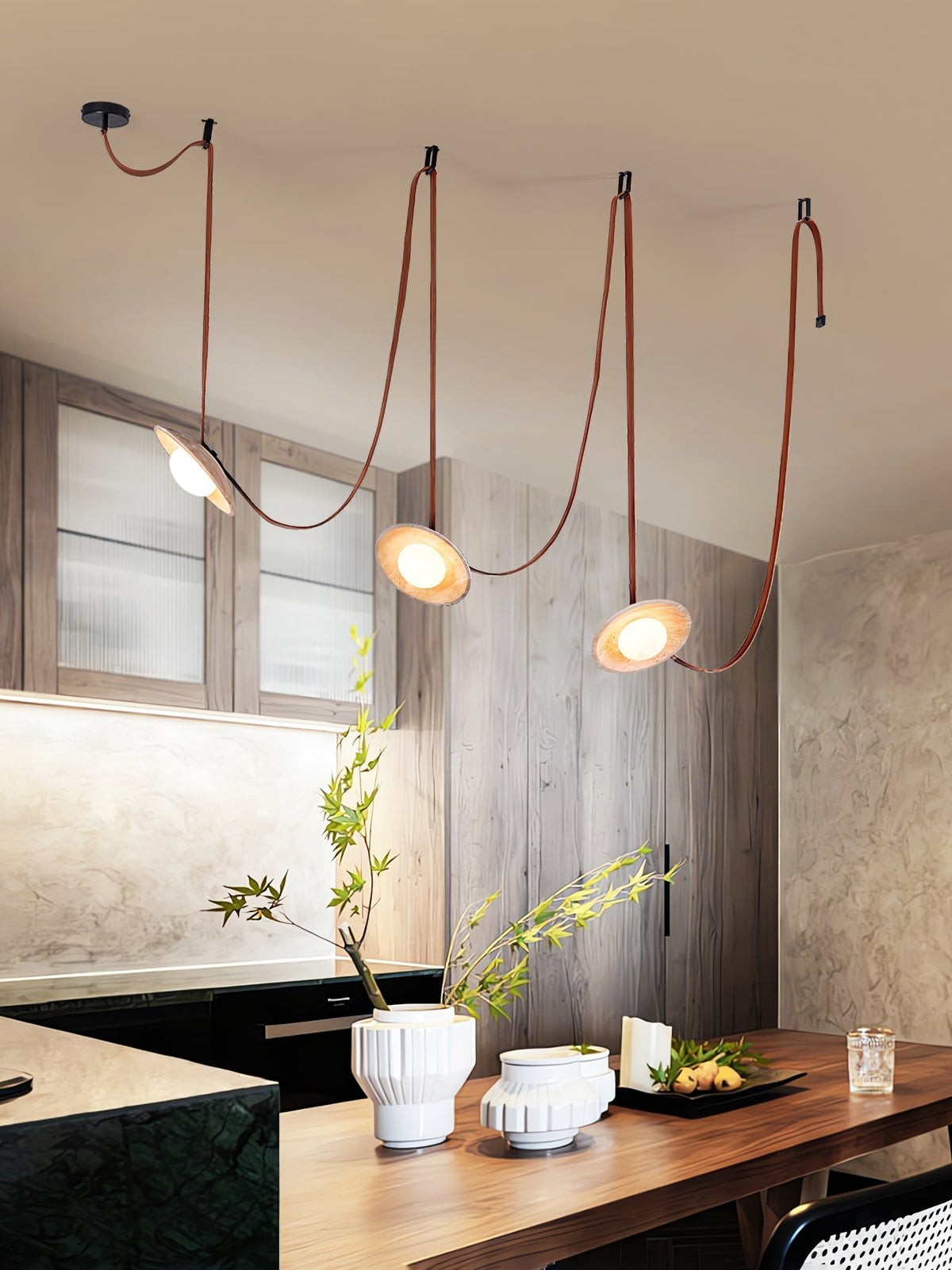 Ulsoryra Organique Travertin Pendentif Lumière Grappe