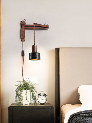 Nulso Applique Murale Réglable Noir Travertin Bois