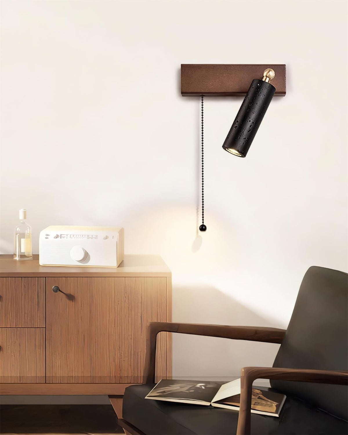 Kaven Wall Lamp Black Travertine Spotlight-Neutral Decor