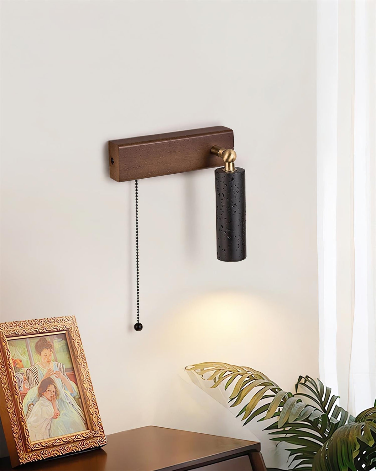 Kaven Wall Lamp Black Travertine Spotlight-Neutral Decor