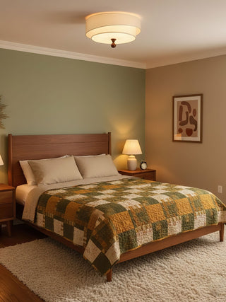 Layered Fabric Ceiling Light-Neutral Decor