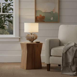 Leaf Shaped Ceramic Table Lamp-Neutral Decor