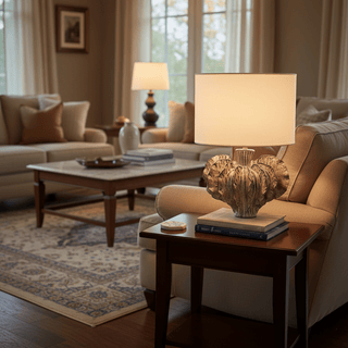 Leaf Shaped Ceramic Table Lamp-Neutral Decor