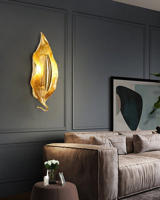 Evraee Applique Murale Art Nordique Feuille Laiton