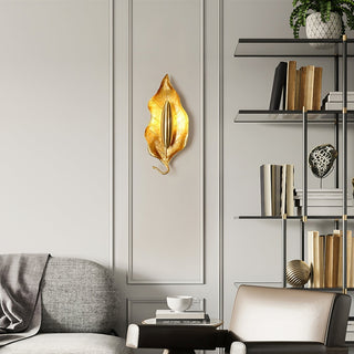 Evraee Applique Murale Art Nordique Feuille Laiton
