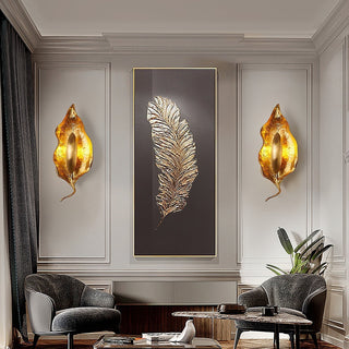 Evraee Applique Murale Art Nordique Feuille Laiton