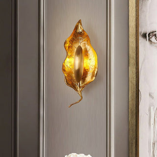 Evraee Applique Murale Art Nordique Feuille Laiton