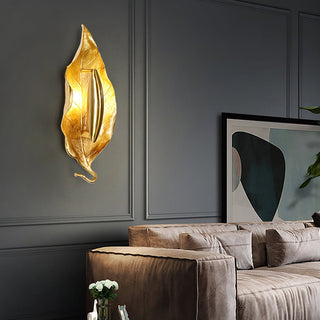 Evraee Applique Murale Art Nordique Feuille Laiton
