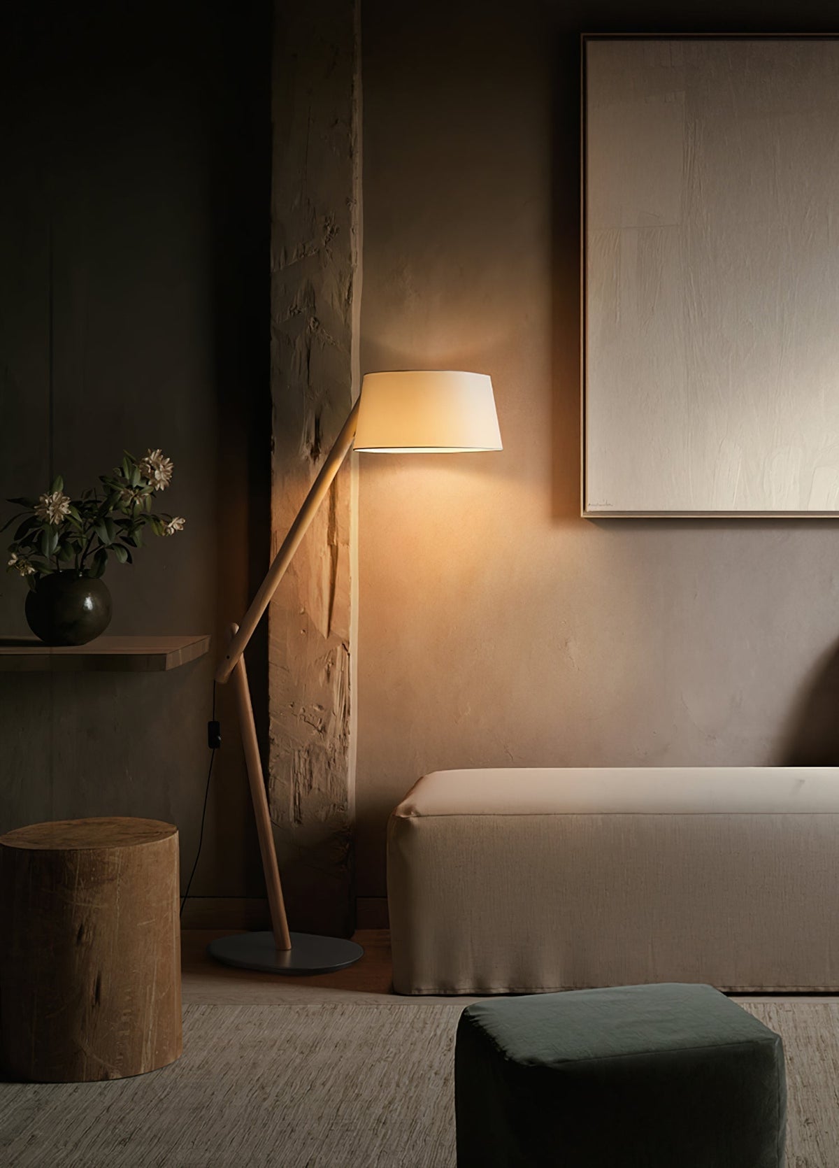 Cethar Lampadaire en Tissu Scandinavien